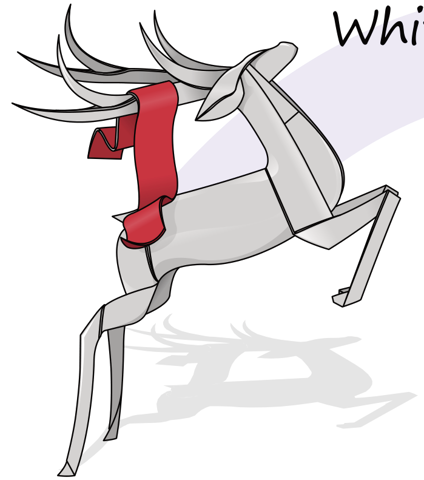 White deer with red scraf