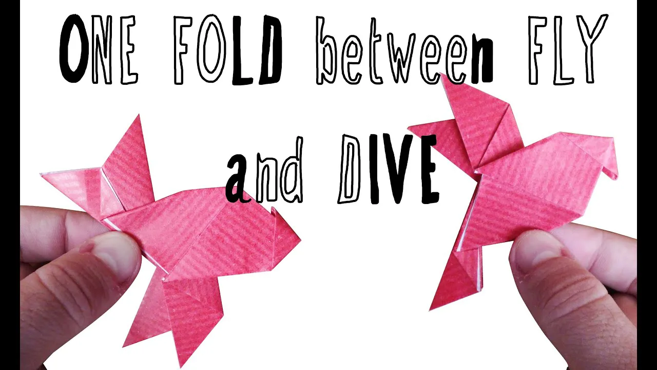 Two Origami in One!!! - Fish/Bird - "One fold between Fly and Dive