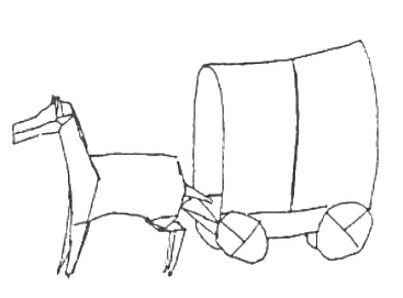 Horse and covered wagon
