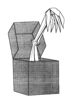 Skeleton hand in box