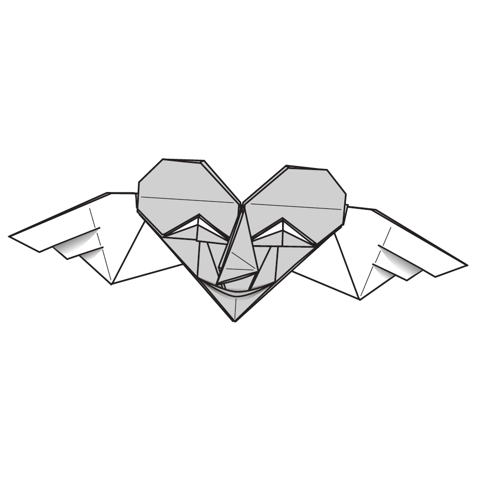 Flying heart with face