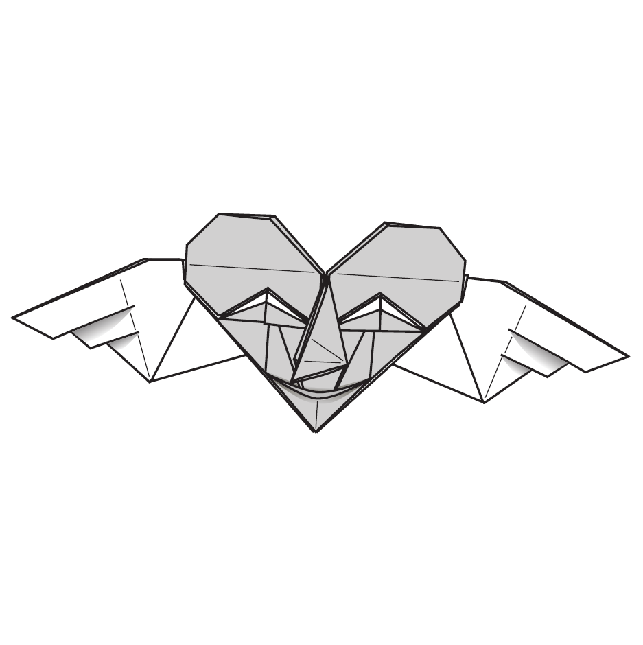 Flying heart with face